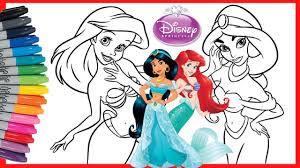 Gambar barbie putri duyung bermain dengan ikan lumba lumba ellie s. Mewarnai Princess Disney Coloring Page Putri Duyung Ariel Princess Jasmine Youtube