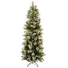 National Tree Company 7 1 2 Ft Wintry Pine Slim Hinged Artificial Christmas Tree With 400 Clear Lights Wp1 310 75 The Home Depot Slim Artificial Christmas Trees Slim Christmas Tree Pre Lit Christmas Tree