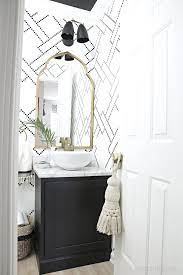 The New Gold Arched Mirror Is Here Powder Room Design White Vessel Sink Powder Room