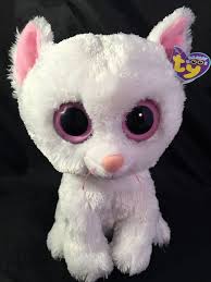 Black And White Beanie Boo Cat Ty Beanie Boos Cashmere The White Cat Solid Eye Medium 9 Inch Tag Beanie Boos Ty Beanie Boos Ty Beanie