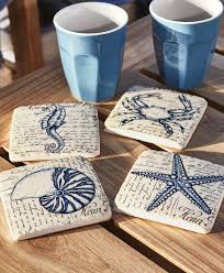 Untersetzer 4er Set Faune Marine Maritime Tischdeko Loberon Coming Home Idee Deco Bord De Mer Deco Bord De Mer Dessous De Verre