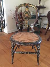 Antique Victorian Cane Cottage Chair Original Hand Painted Floral Decrations Cottage Chairs Chair Antiques