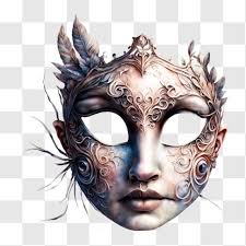 Download Woman wearing an ornate mask with feathers PNGs Online