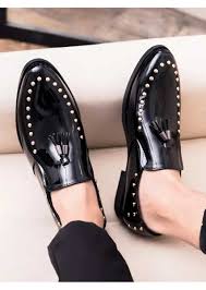 Black Rivet Leather Slip On Dress Shoe With Tassel Slip On Dress Shoe Best Shoes For Men Leather Slip Ons