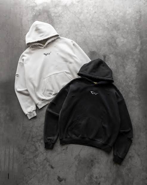 This just in! Boxy, oversized hoodies with drop-shoulders made from 14oz brushed fleece with the perfect fade—overall exceptional production quality and material treatment. And we're printing each order one-at-a-time. Right here. All