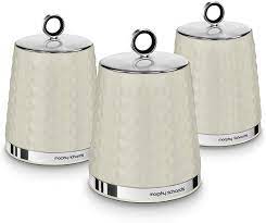 Tea coffee sugar cream canisters jar kitchen storage container bamboo basket. Morphy Richards 978055 Dimensions Set Of 3 Round Kitchen Storage Canisters Ivory Cream Amazon Co Uk Kitchen Home