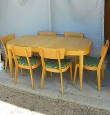 Just leave it the natural birch color (kind of a honey color) and just put a clear sealer on. Bargain John S Antiques Heywood Wakefield Dining Set Table And Six Chairs Bargain John S Antiques