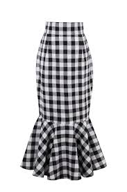 Black And White Gingham Maxi Dress 2019 Plaid Cotton Blend Mermaid Women S Skirt Bukp44qjzag Womens Skirt Gingham Skirt Plaid Fashion