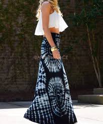 Black And White Tie Dye Maxi Skirt Moda Gitana Ropa Pintada Ropa