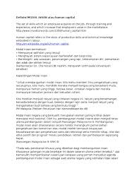 Oleh yang demikian melalui pengurusan dan kepimpinan yang berkesan, ia akan membantu dalam pembangunan modal insan dalam pendidikan di malaysia. Definisi Modal Insan