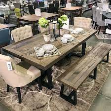 Add this modern rustic side table to your dining room for comfort and style. Hudson Ding Table Farmhouse Chic Dining Set Upholstered Dining Chairs With Tufted Decoratio Rustic Dining Chairs Dining Table With Bench Farmhouse Chic Dining