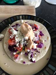 In medium bowl, toss broccoli slaw mix, dressing and cilantro; I Made Fish Tacos On Saturday Night 473 Calories Per Taco Tilapia Red Onion Roma Tomato Avocado Red Cabbage Feta Cheese And A Sauce Made Fooducate Diet Motivation