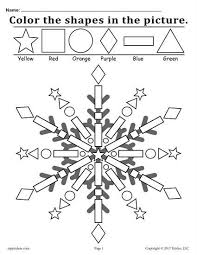 Snowflake Shapes Worksheet Coloring Page Preschool Coloring Pages Winter Preschool Winter Kindergarten