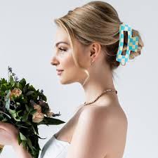 Amazon.com: Paderison 2Pcs Checkered Rectangle Multicolored Claw Barrettes 