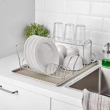 3 tier kitchen over shelf stainless steel dish rack drainer sink bowl organizer. Valvardad Dish Drying Rack Stainless Steel 12x32 Cm Ikea