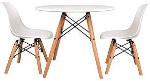 Amazon Com Urbanmod Kids Mid Century Style Modern White Table Set Round Table With Two 2 Abs Easy Clean Chairs With Images Modern White Table Chair Height White Table