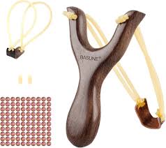 Amazon.com : BASUNE Slingshot Wood Hunting Slingshot with 1Pcs Replacement  Band and Approx 150 Clay-Iron Balls Sling Shot for Adults Hunting : Sports  & Outdoors
