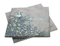 Peacock Print Wedding Card Peacock Theme Wedding Invitation Card With Multicolor O Indian Wedding Invitation Cards Wedding Cards Creative Wedding Invitations