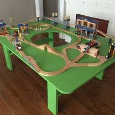 How To Build A Train Table With Hole In Center Finished In Hours Kids Train Table Train Table Wooden Train Table