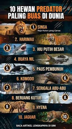 Deretan predator paling buas di alam liar, AI generated