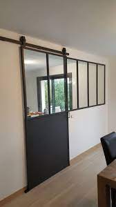 Verriere Cuisine Acier Sur Mesure Fabrication Artisanale Porte Coulissante Style Industr Porte Coulissante Verriere Porte Coulissante Decoration Salle De Bain