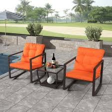 Basics water resistant rect/oval outdoor patio table and chair cover, 115 in. Wicker Patio Rocking Chair Set 3 Piece Outdoor Patio Furniture Bistro Set With Rocking Chairs Coffee Table Outdoor Rocking Chair Sets For Yard Garden Lawn Orange Cushion Rocking Chair Set W10680 Walmart Com