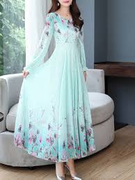 V Neck Floral Printed Maxi Dress Callabuy Com In 2020 Bridesmaid Dresses With Sleeves Long Gown Dress Fairytale Dress