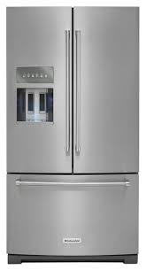 Maybe you would like to learn more about one of these? Krff507hps Kitchenaid 26 8 Cu Ft 36 Inch Width Standard Depth French Door Refrigerator With Exterior Ice And Water And Printshield Finish Stainless Steel With Printshield Finish Stainless Steel With Printshield Tm Finish Manuel
