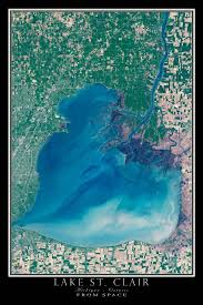 the lake st clair michigan ontario satellite poster map in