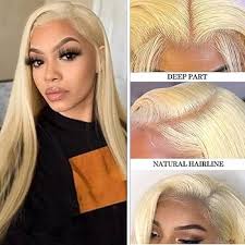 Blonde Human Hair Wig Parrucca Donna Capelli Veri Biondi Remy Umani Capelli  #613 Biondo Straight 13x4 Blonde Lace Front Wig Free Part Glueless Wig ...
