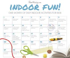 Let your family wander around and pick up the things they need and pack their items away for them into a plastic bag. A Month Of Indoor Activities For Kids House Mix