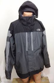 Black And Grey North Face Jacket The North Face Hyvent Gray Black Hooded Rain Jacket Raincoat Mens 2xl Hooded Rain Jacket Rain Jacket Rain Wear