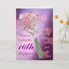 18th Birthday Wishes For Goddaughter Happy Birthday 16th Pink Flowers Greeting Card Zazzle Com Happy 16th Birthday Happy Birthday Sweet Sixteen Birthday