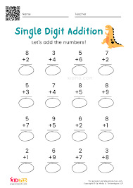Activity sheets for 6 year olds fun addition. Single Digit Addition Math Worksheets Free Printables Kidpid