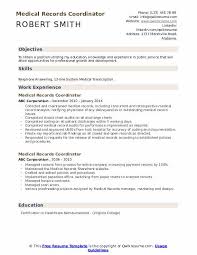 Medical Records Coordinator Resume Samples Qwikresume