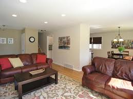 Bi Level Living Room With Attached Dining Room And Kitchen Nook Layout Idea Livingroom Layout Family Living Rooms Living Room Furniture Layout