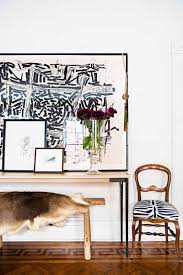 Black And White Home Decor Accessories Oversized Black And White Abstract Artwork Above Console Table And Hide Rug On Bench In Manhattan Apartment On Thou Swe Home Decor Accessories Decor Home Decor