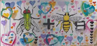 This is a beginner painting suitable for all level. Happy Happy Joy Joy A Fly And A Bumble Bee Painting By Lucinda L Enfant Saatchi Art