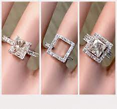 Square Halo Ring Jacket Halo Wedding Bands Square Halo Ring Bridal Rings