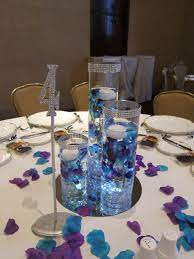 Teal And Purple Wedding Teal And Purple Centerpiece Blue Silver Weddings Purple And Silver Wedding Teal Wedding Centerpieces