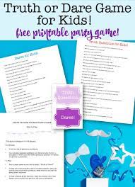 Free Printable Truth Or Dare Game For Kids New Truth Or Dare Games Birthday Party Games For Kids Sleepover Party