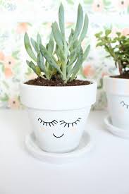 Craft ideas with plastic plant pots. Diy Pretty Face Planters Gold Standard Workshop Face Plant Pot Plant Pot Diy Painted Pots Diy