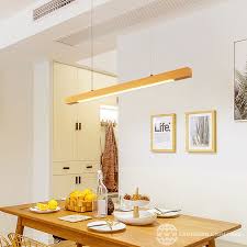 Ahsap Led Kolye Isik Dogrusal Bar Yatay Asili Lamba 80cm 120cm Yemek Odasi Mutfak Ofis Aydinlatma In 2020 Kitchen Lighting Design Wooden Chandelier Suspension Light