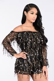 Black And Gold Sequin Romper Coffee House Date Romper Black Gold Rompers Dressy Black Romper Jumpsuits For Women