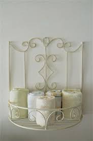 Iron Wall Shelf Metal Wall Rack White Wrought Iron Towel Etsy Shabby Chic Wall Decor Shabby Chic Bathroom Shabby Chic Wall