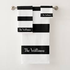 Black And White Bathroom Towel Set Beautiful Black And White Stripes Bath Towel Set Zazzle Com Striped Bath Towels Bath Towel Sets Black Towels