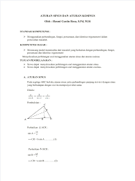 B c c sin b sin c b sin c 54° sin b b=6 a c 6 sin 54 sin b 8 a b c=8 6 0,8090 sin b 8. Dokumen Tips Bahan Ajar Aturan Sinus Dan Cosinus Pdf