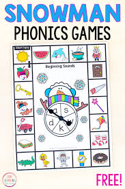 snowman theme phonics board game printables