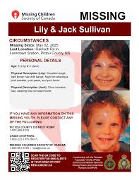 6 year old Lily Sullivan and 4 year old Jack Sullivan, missing from Pictou  County, NS.