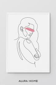 Woman Line Drawing Print Feminist Wall Art Abstract Woman Etsy Drawings Of Friends Mini Canvas Art Art